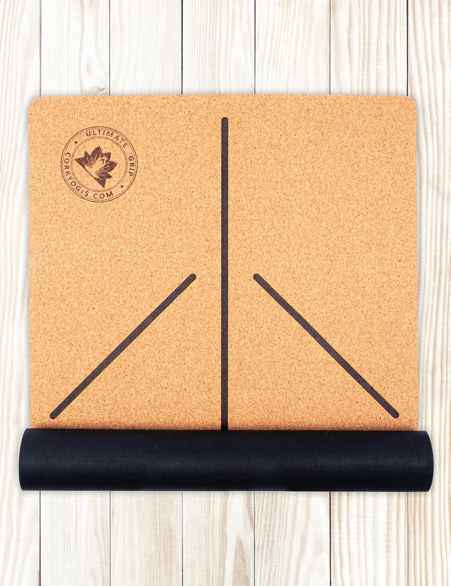 Aligned Cork Yoga Mat with Line Patterns