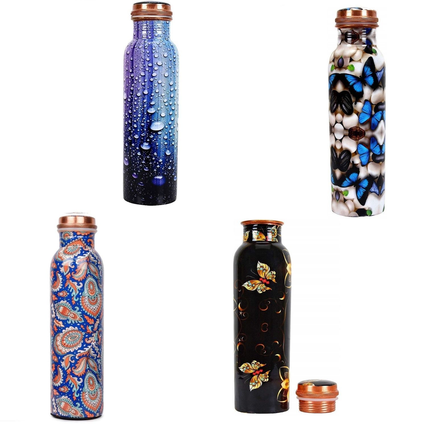 Yoga Life Set: Premium Quality Copper Water Bottles 32oz