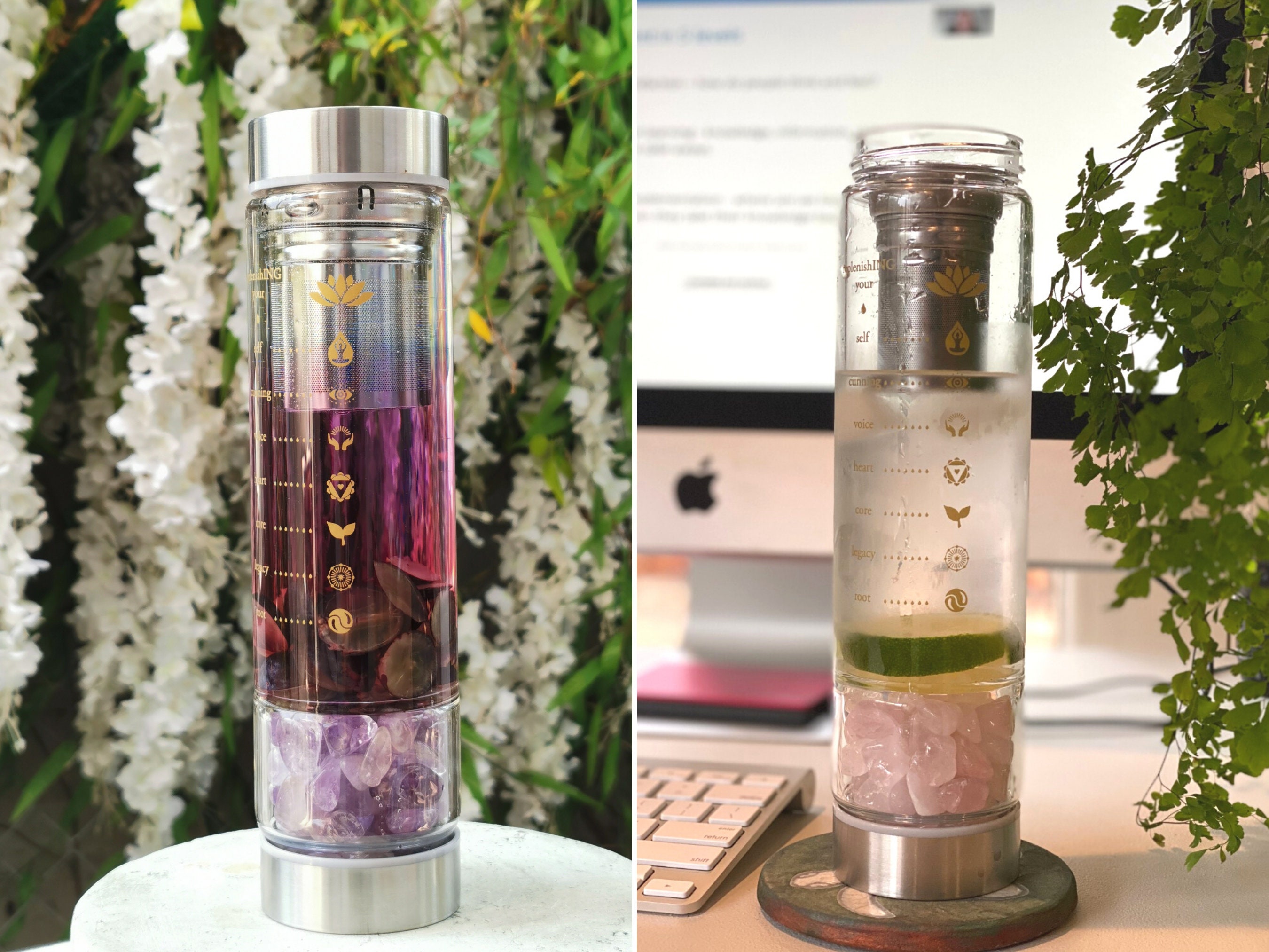 Gemstone Infused Stainless Steel Crystal Water Bottle