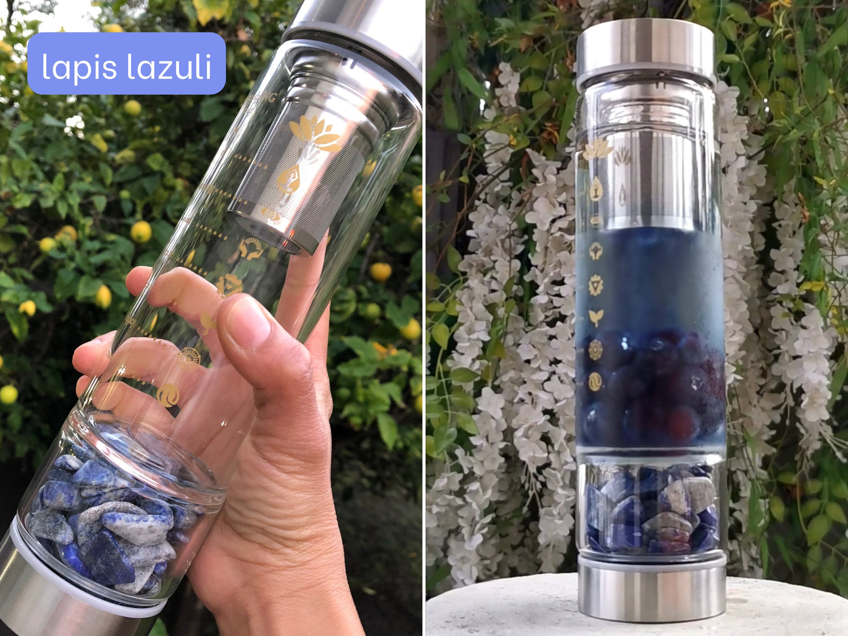 Gemstone Infused Stainless Steel Crystal Water Bottle