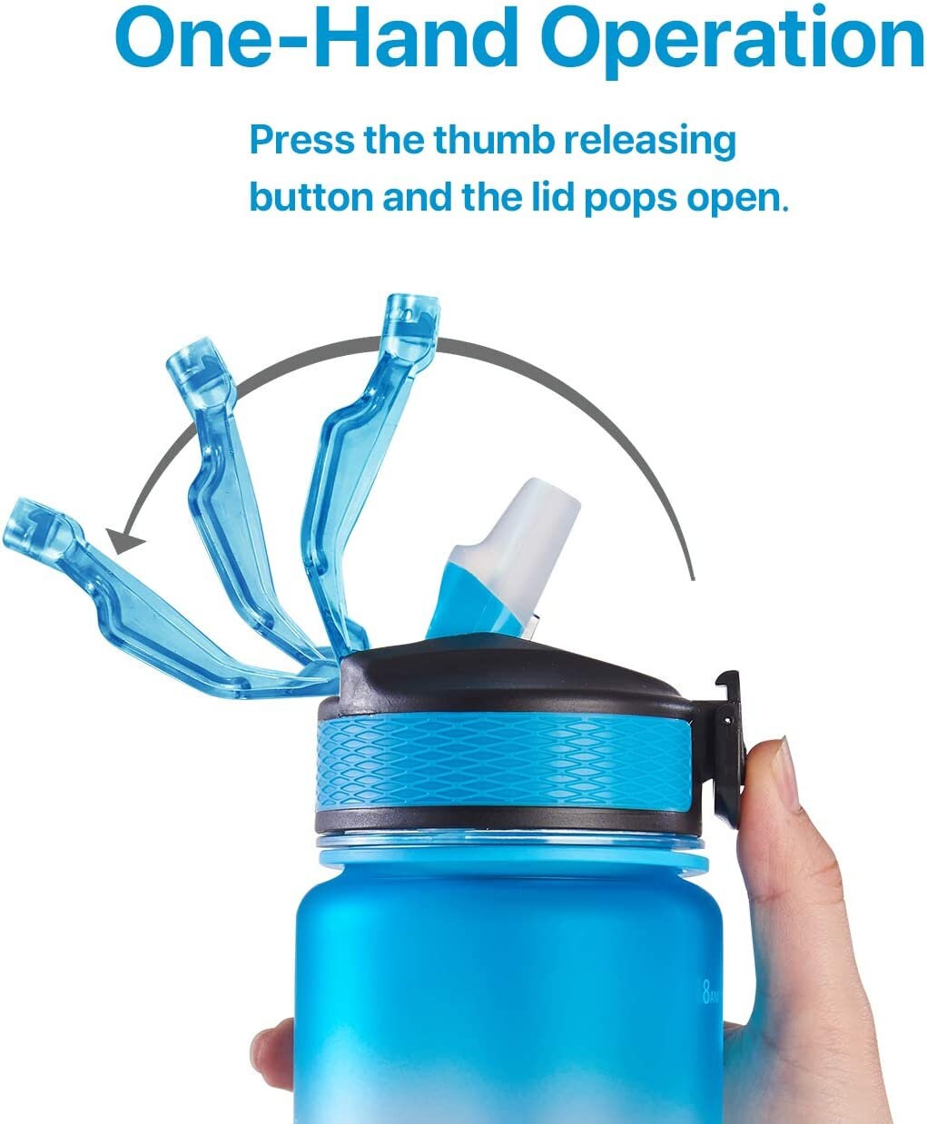 Water Bottle with Time Marker, Carry Strap for Yoga