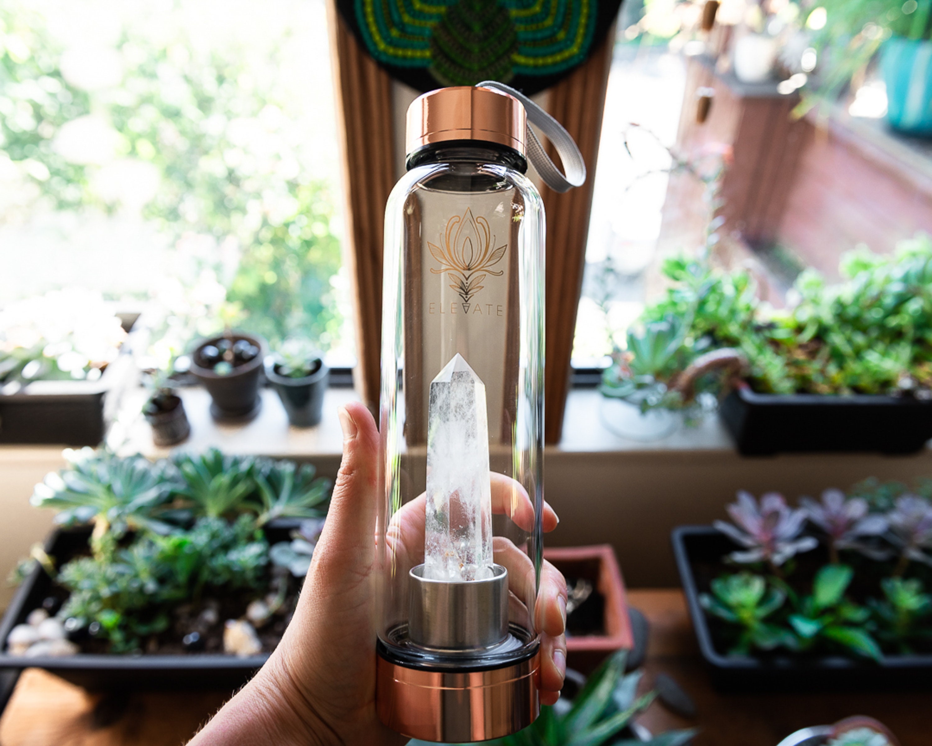 Rose Gold Crystal Infused Yoga Water Bottle