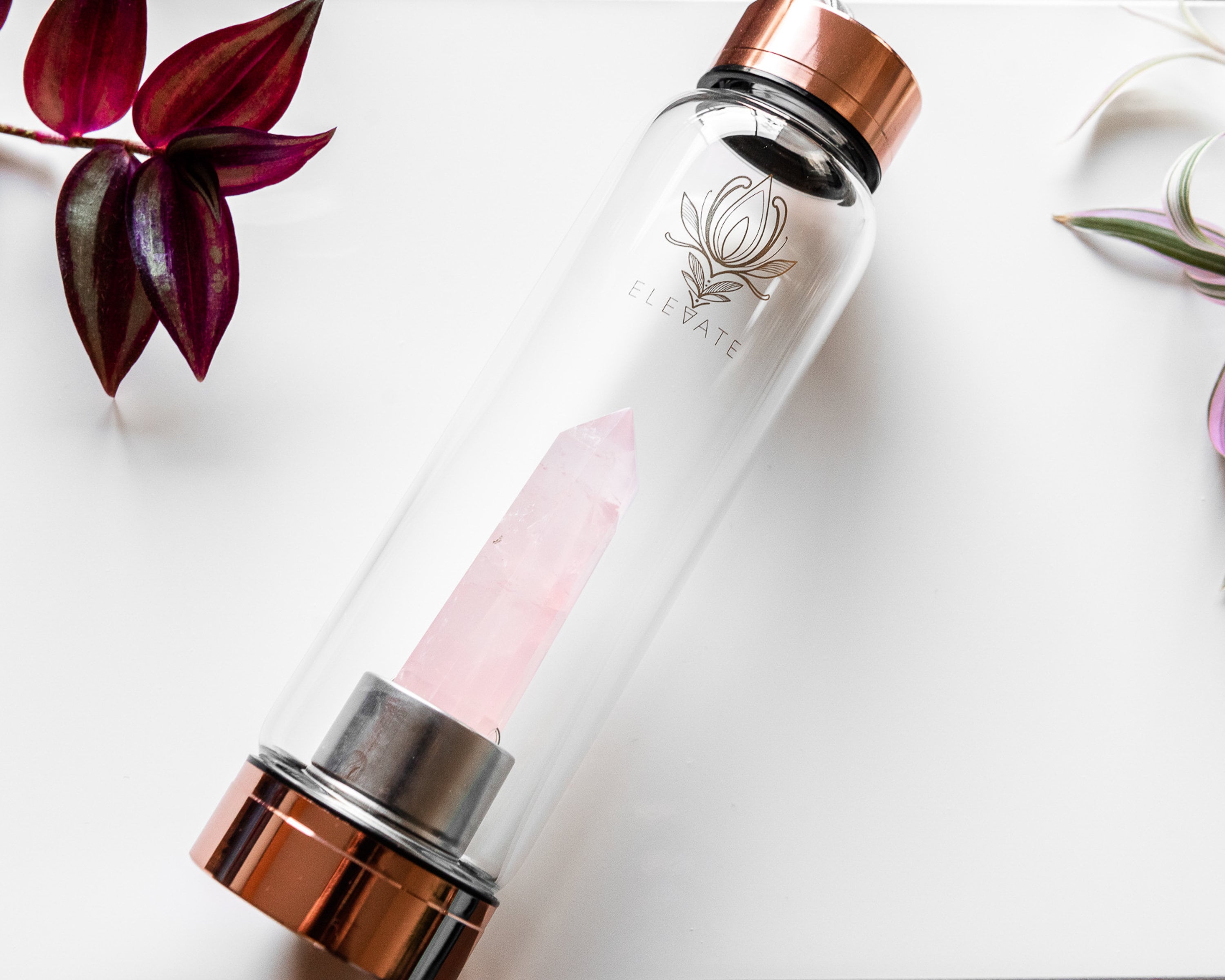 Rose Gold Crystal Infused Yoga Water Bottle