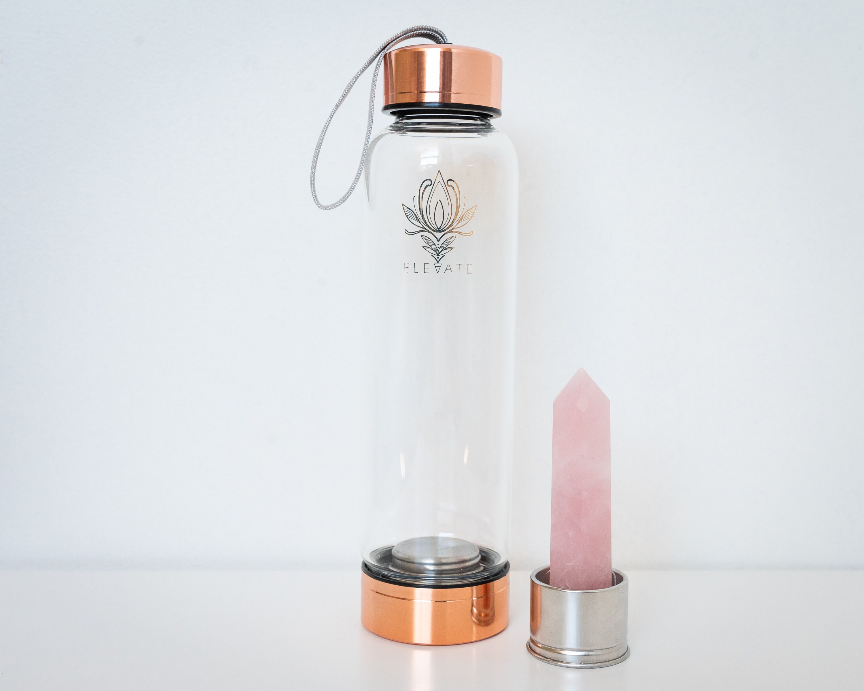 Rose Gold Crystal Infused Yoga Water Bottle