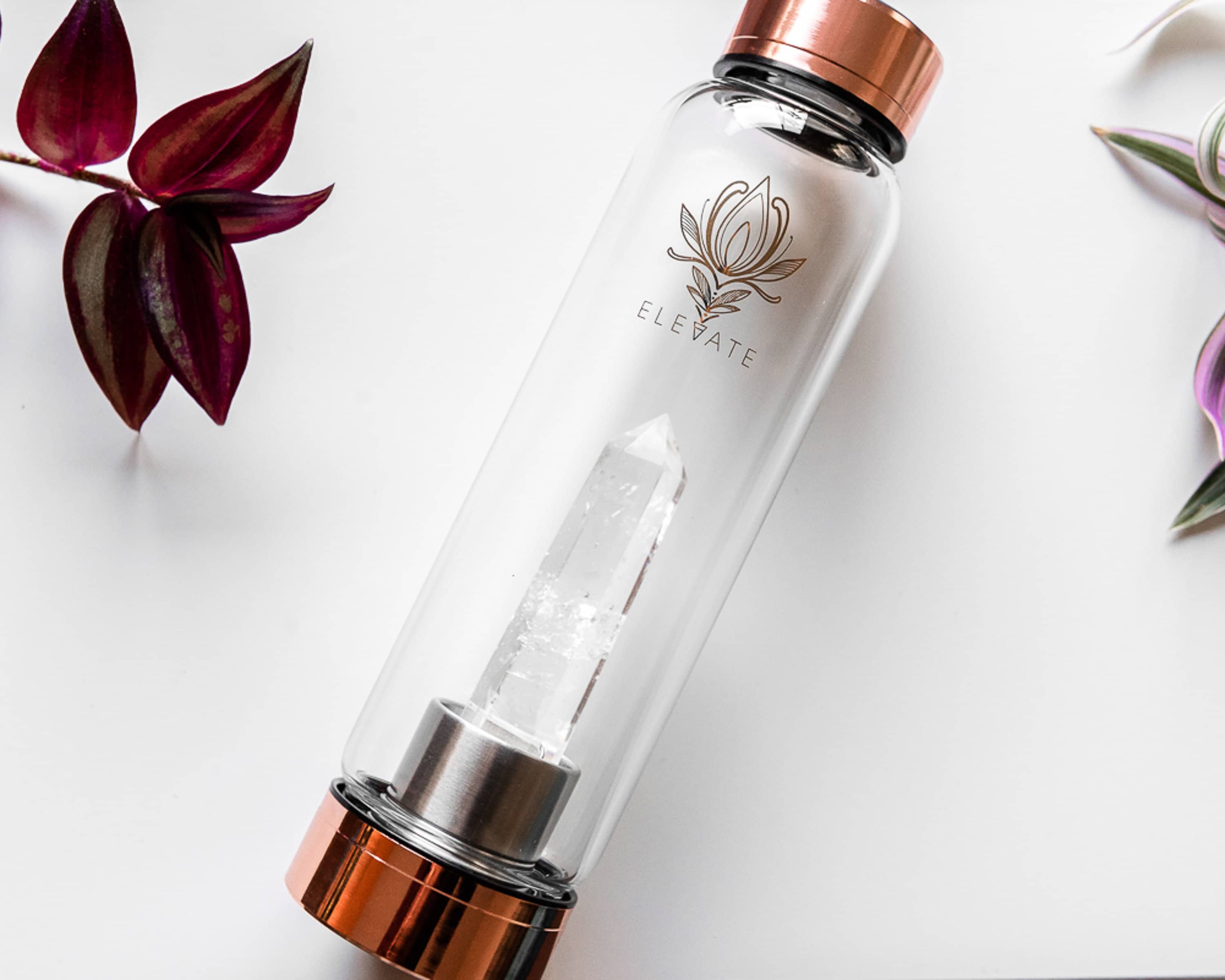 Rose Gold Crystal Infused Yoga Water Bottle