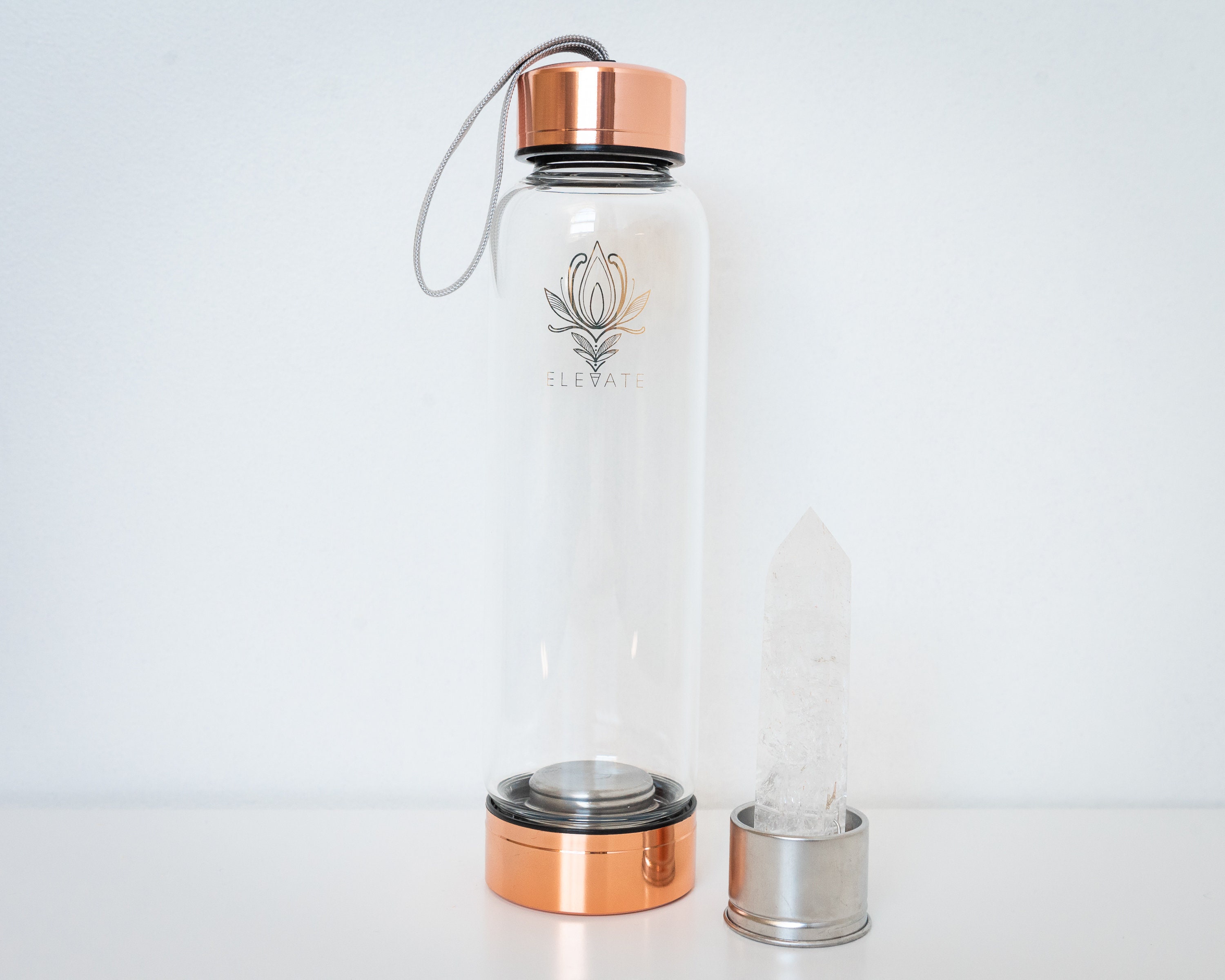 Rose Gold Crystal Infused Yoga Water Bottle