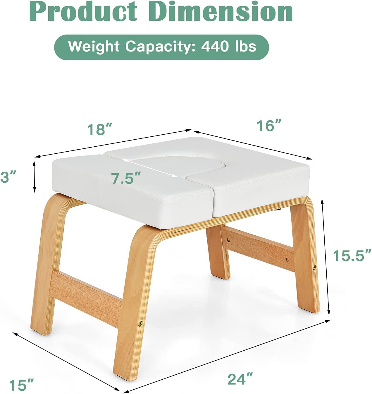 Yoga Headstand Bench - Balance, Shape, Strengthen with Wood Frame