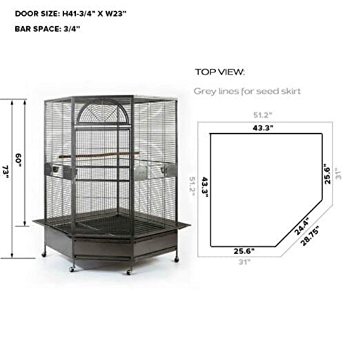 Jumbo Corner Parrot Cage Aviary (X-Large)