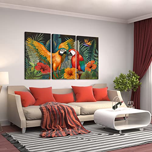 Colorful Parrot Canvas Wall Art Set