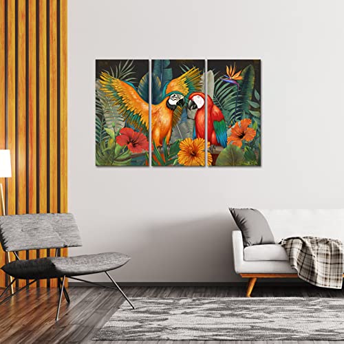Colorful Parrot Canvas Wall Art Set