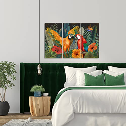 Colorful Parrot Canvas Wall Art Set