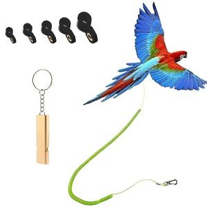 Parrot Leash with Soft Foot Loops & Training Whistle