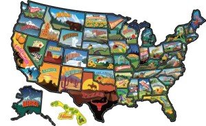 USA State Travel Map Vinyl Sticker for RVs