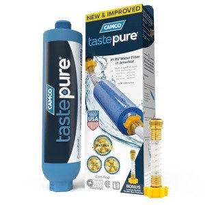 Camco TastePURE RV Inline Water Filter with Hose Protector