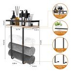 Wall-Mounted Towel Rack with Wooden Shelf