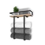 Wall-Mounted Towel Rack with Wooden Shelf