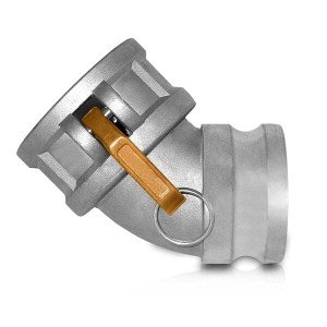 Gloxco Aluminum Type DA Cam and Groove Hose Fitting, 45 Degree Elbow, 3" Female Camlock x 3" Male Camlock (CAM-30-DA45-AL)