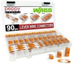 WAGO 221 Lever Nuts 90pc Compact Splicing Wire Connector Assortment with Case. Includes (25x) 221-2401, (25x) 221-412, (25x) 221-413, (15x) 221-415
