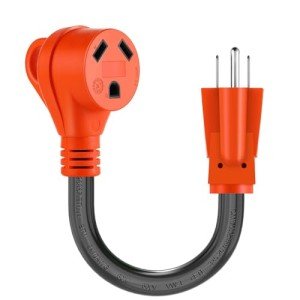 Ficstar 30 Amp to 110 Volt RV Adapter Cord 12 Inch,NEMA 5-15P to NEMA TT-30R Electrical Power Adapter,12/3 Gauge RV Dogbone Adapter Cord with Grip,ETL Listed