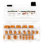 WAGO 221 Lever Nuts 90pc Compact Splicing Wire Connector Assortment with Case. Includes (25x) 221-2401, (25x) 221-412, (25x) 221-413, (15x) 221-415