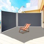 VEVOR Retractable Side Awning, UV 50 63''x 236'' Full Aluminum Rust-Proof Patio Sunshine Screen, 280 g Thicken Outdoor Privacy Divider & Wind Screen, for Courtyard, Balcony, Roof Terraces, Gray