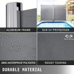 VEVOR Retractable Side Awning, UV 50 63''x 236'' Full Aluminum Rust-Proof Patio Sunshine Screen, 280 g Thicken Outdoor Privacy Divider & Wind Screen, for Courtyard, Balcony, Roof Terraces, Gray