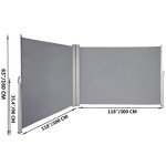 VEVOR Retractable Side Awning, UV 50 63''x 236'' Full Aluminum Rust-Proof Patio Sunshine Screen, 280 g Thicken Outdoor Privacy Divider & Wind Screen, for Courtyard, Balcony, Roof Terraces, Gray