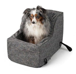 Snoozer Large High Back Console Dog Car Seat Travel Dog Bed Carrier for Dogs up to 12lbs, Provides Safe Pet Travel with Dog Car Seat Belt Harness Strap, Removable Machine Washable Merlin Pewter Cover