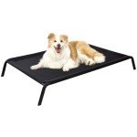 pettycare Elevated Outdoor Dog Bed - Raised Cots Beds for Large Dogs Easy to Assemble, Cooling Lifted Pet Hammock with Durable Breathable Teslin Mesh and Non-Slip Feet, Non-Slip Feet, Black 48"
