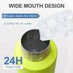 KEWIXY Insulated Dog Travel Water Bottle with Detachable Bowls, 3 in 1 Portable Dog Water Bottle Dispenser, Dog Accessories for Walking, Hiking, Camping, Outdoor (Bright Green, 32 Oz)