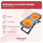 Downtown Pet Supply Raised Dog Bowl - Portable Feeder for Travel - Collapsible Silicone Design - 5 Cups Capacity - Lightweight Pet Feeder - Ideal for Small, Medium & Large Dogs - Dog Feeding Station
