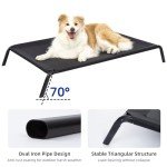 pettycare Elevated Outdoor Dog Bed - Raised Cots Beds for Large Dogs Easy to Assemble, Cooling Lifted Pet Hammock with Durable Breathable Teslin Mesh and Non-Slip Feet, Non-Slip Feet, Black 48"
