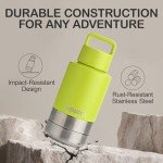 KEWIXY Insulated Dog Travel Water Bottle with Detachable Bowls, 3 in 1 Portable Dog Water Bottle Dispenser, Dog Accessories for Walking, Hiking, Camping, Outdoor (Bright Green, 32 Oz)