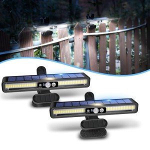sunlight encounter Clip On Solar Motion Lights Outdoor Waterproof, 2 Pack Solar Fence Lights Outside with 36 LEDs, 6000K, Portable Solar Powered Security Light for Fence Garage Camping