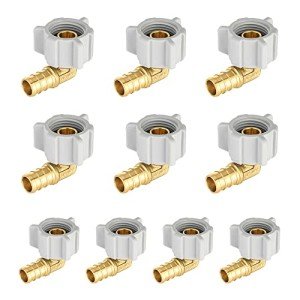 10-Pack EFIELD Pex 1/2" Pex X 1/2" Female NPT Swivel Elbow Brass Crimp Fittings, ASTM F1807