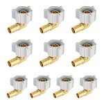 10-Pack EFIELD Pex 1/2" Pex X 1/2" Female NPT Swivel Elbow Brass Crimp Fittings, ASTM F1807