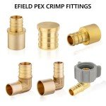 10-Pack EFIELD Pex 1/2" Pex X 1/2" Female NPT Swivel Elbow Brass Crimp Fittings, ASTM F1807