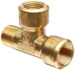 Anderson Metals-06227-04 Brass Pipe Fitting, Forged Street Tee, 1/4" Female Pipe x 1/4" Male Pipe x 1/4" Female Pipe
