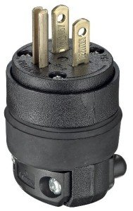 Leviton 000-515PR-000 515PR 15 Amp 125 Volt, Straight Blade Rubber Plug, NEMA 5-15P, Black