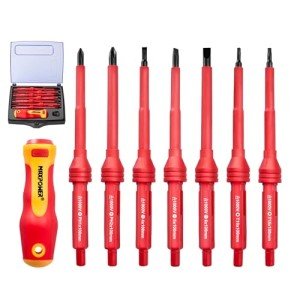 MAXPOWER Insulated Screwdriver Set, 7 In 1 Insulated Electrical Screwdrivers, Magnetic Tip Electrician Screwdriver Tool Kit Includes Phillips, Slotted and Torx Tips