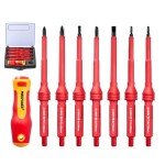 MAXPOWER Insulated Screwdriver Set, 7 In 1 Insulated Electrical Screwdrivers, Magnetic Tip Electrician Screwdriver Tool Kit Includes Phillips, Slotted and Torx Tips
