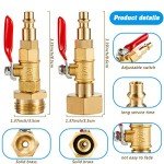 Breezliy 2PCS Brass RV Winterize Blowout Adapter, 1/4 Inch Male Quick Connecting Plug &3/4 inch Male GHT Thread &1/4 Inch Ball Valve with 2 Pcs Washers for Winterize RV Boat Camper Trailer
