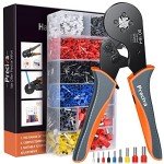 Ferrule Crimping Tool Kit, Preciva 16-4 Square Crimping Tools, Ratchet Jaw Wire Crimping Pliers AWG 28-5 (0.08-16mm²) with 1200 Terminal Connector Sleeves