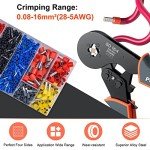 Ferrule Crimping Tool Kit, Preciva 16-4 Square Crimping Tools, Ratchet Jaw Wire Crimping Pliers AWG 28-5 (0.08-16mm²) with 1200 Terminal Connector Sleeves