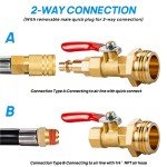 Breezliy 2PCS Brass RV Winterize Blowout Adapter, 1/4 Inch Male Quick Connecting Plug &3/4 inch Male GHT Thread &1/4 Inch Ball Valve with 2 Pcs Washers for Winterize RV Boat Camper Trailer