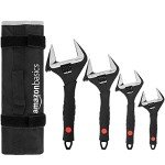 Amazon Basics 4-Piece Plumbing Adjustable Wrench with Soft Grip, Wide Mouth, Includes: 6-Inch (150mm), 8-Inch (200mm), 10-Inch (250mm), 12-Inch (300mm), 4 Sizes Bundle