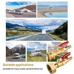 Breezliy 2PCS Brass RV Winterize Blowout Adapter, 1/4 Inch Male Quick Connecting Plug &3/4 inch Male GHT Thread &1/4 Inch Ball Valve with 2 Pcs Washers for Winterize RV Boat Camper Trailer