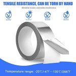 Romeda Aluminum Tape, 2 inch x 65 Feet Foil Tape (3.9 mil), Insulation Adhesive Metal Tape, High Temperature Heavy Duty HVAC Tape, Silver Tape Aluminum Foil Tape for Ductwork, Dryer Vent, HVAC