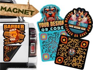 Generic Magnetic Custom QR Code Die Cut Magnet with Logo ║ Make Your Own QR Code and Personal Logo ║ Personalized Waterproof Qr Magnets ║ Over 5000 QR Color and Design Variations Possible