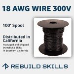 Rebuild Skills UL1007 18 AWG Gauge Stranded Hook-Up Wire, 300V (100 Ft, Black)